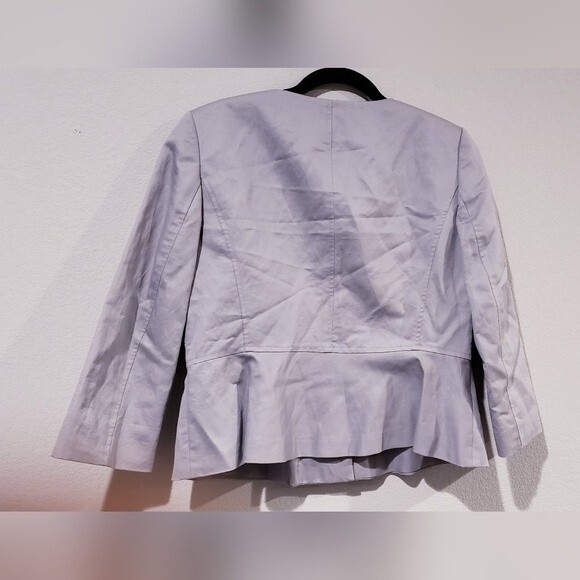 ANN TAYLOR LOFT Linen Blend Grey Button Up  Peplum Jacket Size M - Picture 5 of 7